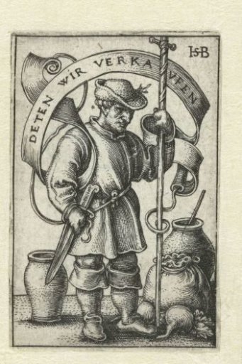 Peasant selling his wares at market