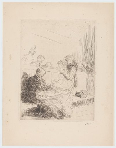 Lawyer with clients before the court