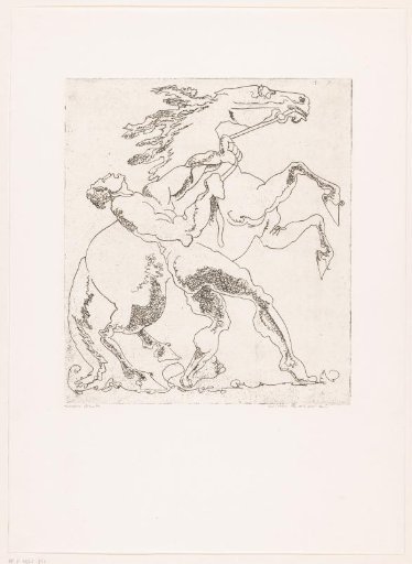 Man with a rearing horse