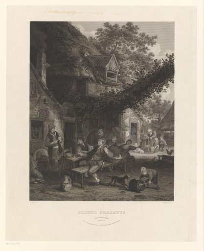 Drinking peasants in front of an inn