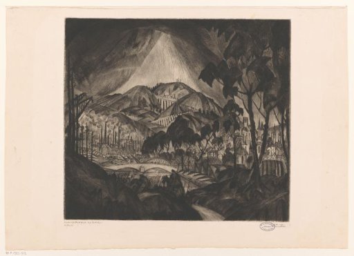 Hill landscape with industry
