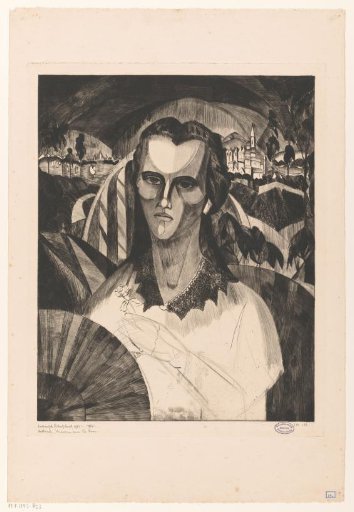 Woman with a fan and a rose