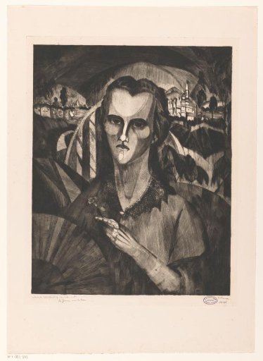 Woman with a fan and a rose