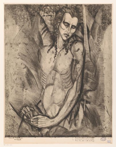 Naked man with closed eyes