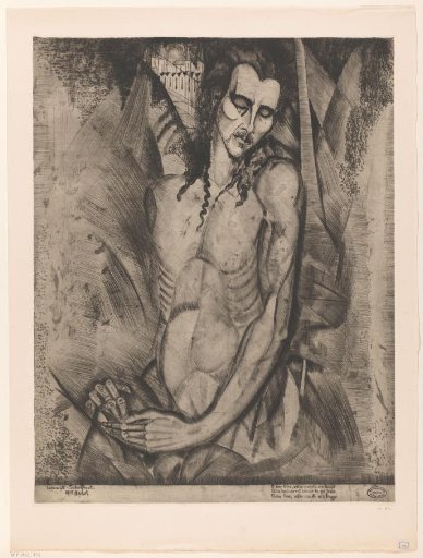 Naked man with closed eyes