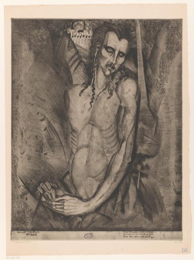 Naked man with closed eyes