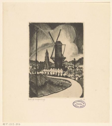 Hilly landscape with mill