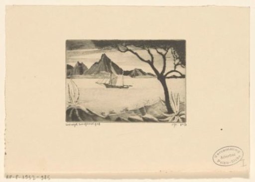 Sailing ship in a bay