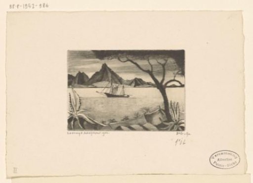 Sailing ship in a bay