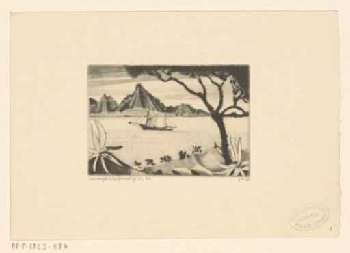 Sailing ship in a bay