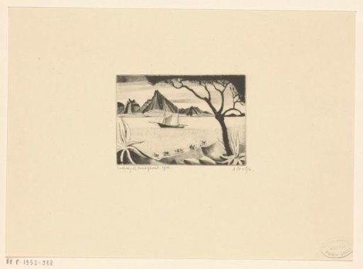 Sailing ship in a bay