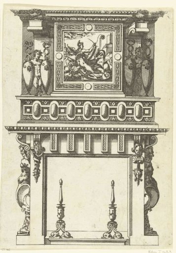 Chimney piece decorated with a square frame depicting History (?)