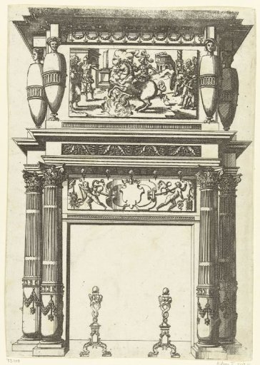 Chimney piece decorated with a depiction of Marcus Curtius