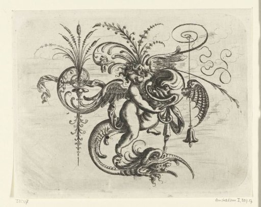 Putto riding a dolphin
