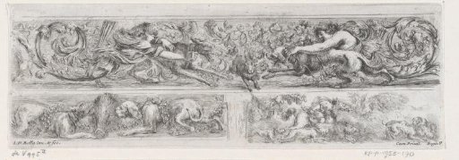 Three friezes with hunting dogs