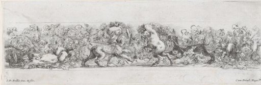 Frieze with playing child and young satyrs