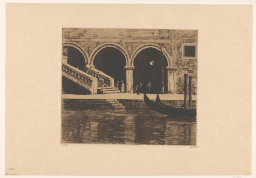 View of the steps to the Rialto Bridge in Venice