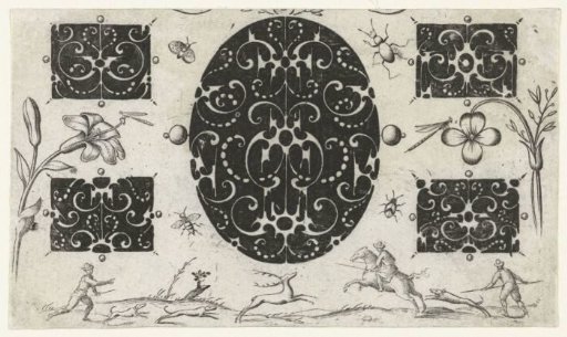 Oval medallion and rectangular panels