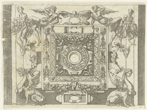 Flat decoration with a small round cartouche in the center