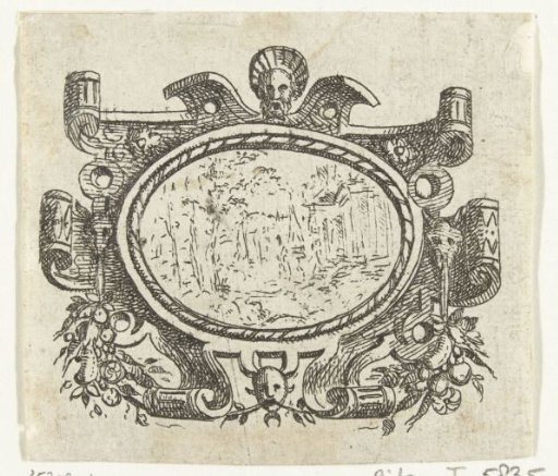 Oval cartouche with a landscape