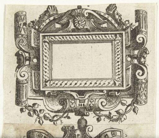 Rectangular cartouche with a rosette in the center above
