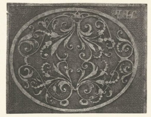 Oval with Leaf Scrolls and Flowers