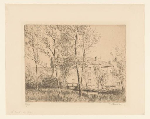 Landscape with rustic house by a river