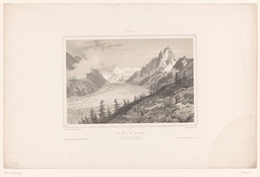 View of the Mer-de-Glace glacier from Montenvers near Chamonix