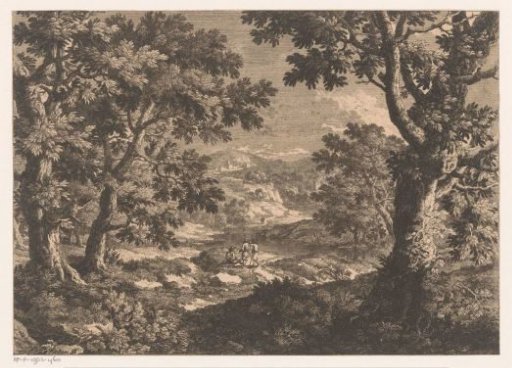Forest landscape with three figures