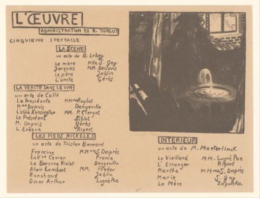 Poster for the Théâtre de l'Œuvre with an image of a fountain