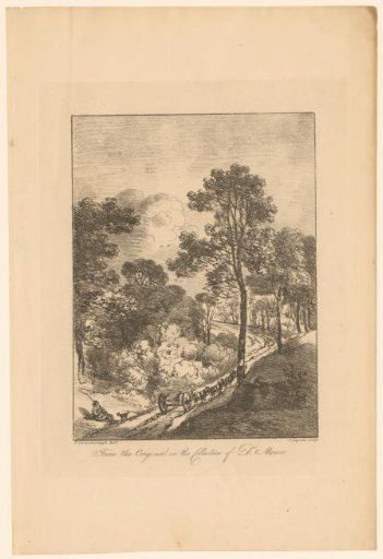 Landscape with a cart on a forest path