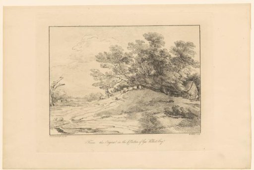 Group of trees and hut on a low hill