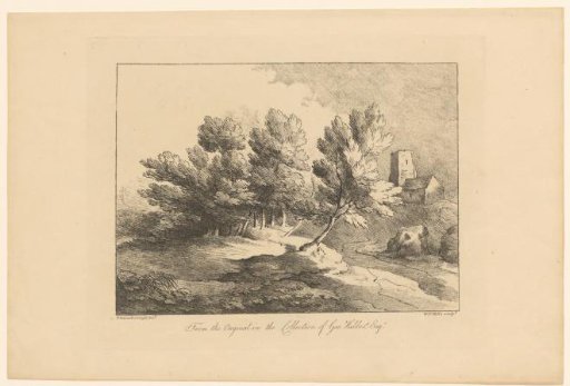 Group of trees and a church on a hill