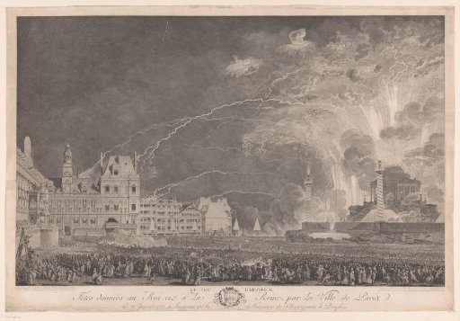 Square with fireworks in honour of the birth of the dauphin
