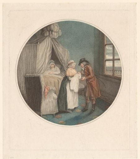 Midwife Presenting the Baby to a Man