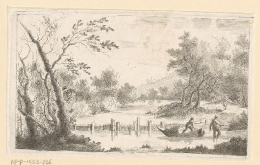 Landscape with Trees and Two Persons by a Rowing Boat