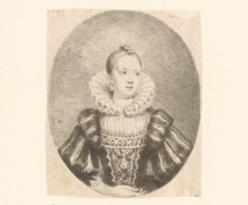 Portrait of an Unknown Woman with a Standing Pleated Collar and a Dress with Puff Sleeves and a Slit