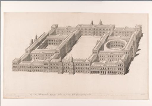 View of the Palace of Whitehall, in Bird's-Eye Perspective