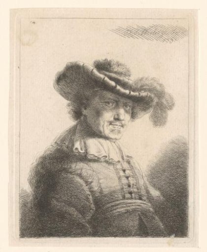 Portrait of an unknown man with a wide hat with a plume