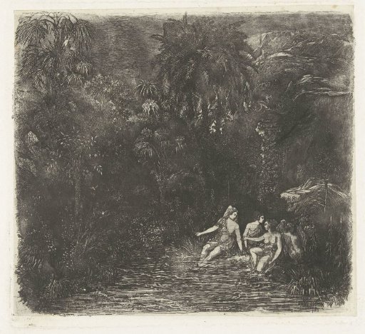 Landscape with bathing women