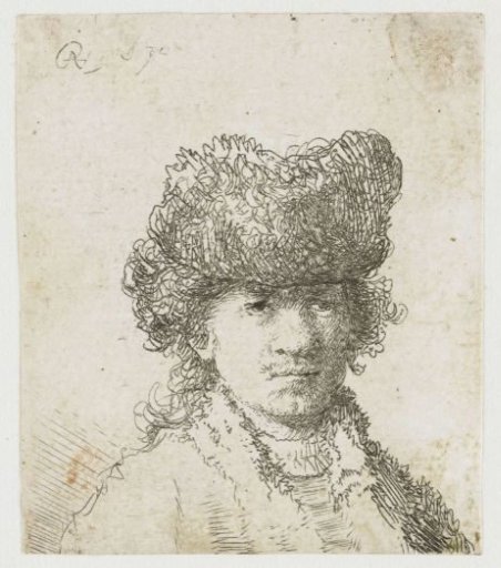 Self-portrait in a fur cap: bust