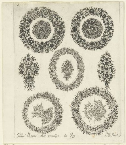 Five borders and two bouquets