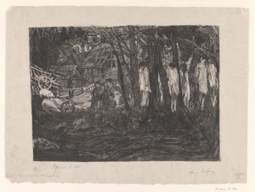 Forest Landscape with Bodies Hanging from Trees