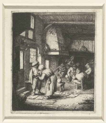 A Man Paying His Bill to a Woman in an Inn
