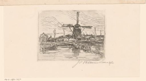 Canal with houses and a mill