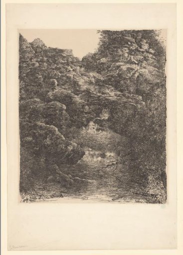 Rocky landscape with stream and waterfall