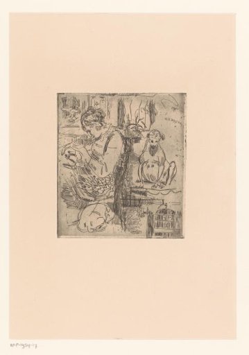 Seated Woman, Dog, and a Harbour