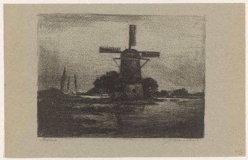 Mill by a pond