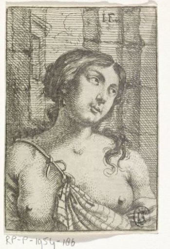Bust of a woman with bare breasts