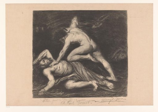 Two Nude Figures Fighting Each Other